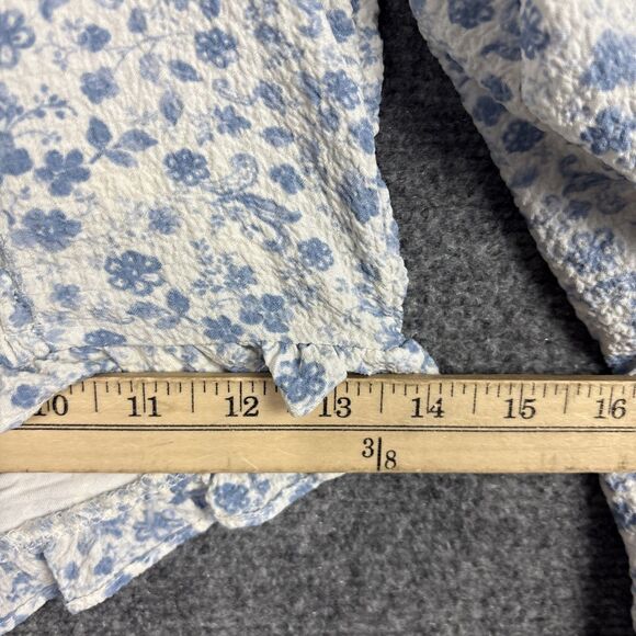 FOREVER 21 Top Blouse  Womens S Blue floral Cottagecore Peasant Y2k Coquette - Picture 6 of 8